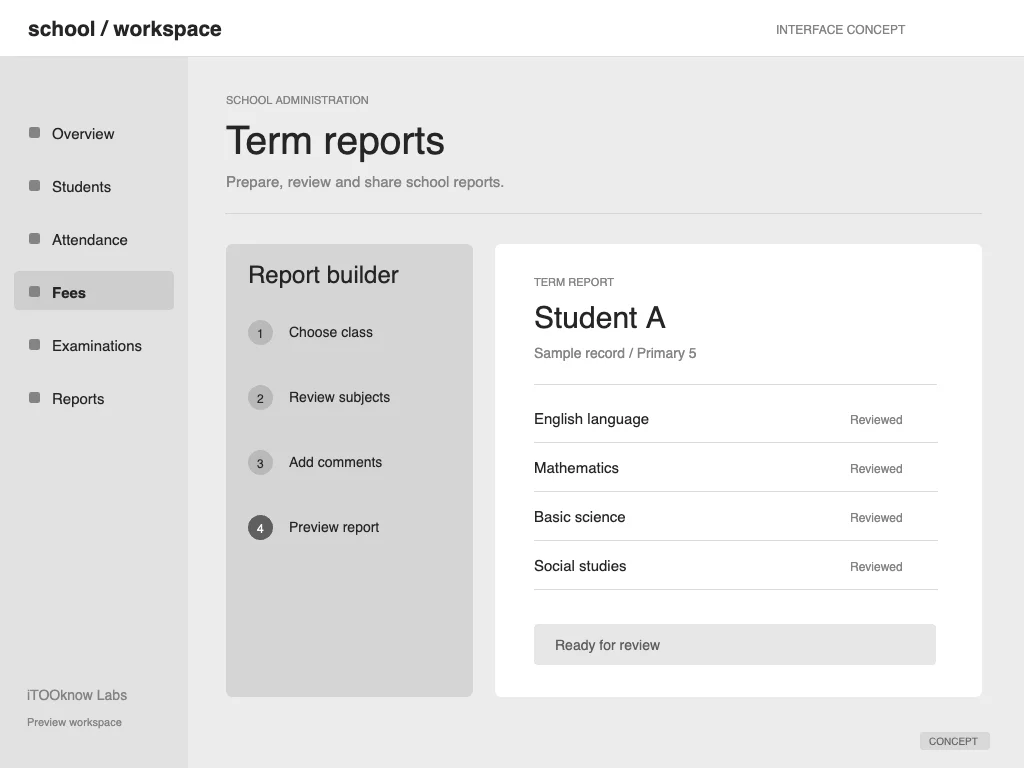 School software / Reports